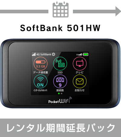 【延長】 SoftBank 501HW　レンタル期間延長パック【リゾートファイン限定】月間100GB
