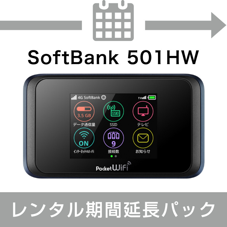 【延長】SoftBank 501HW レンタル期間延長パック　月間100GB